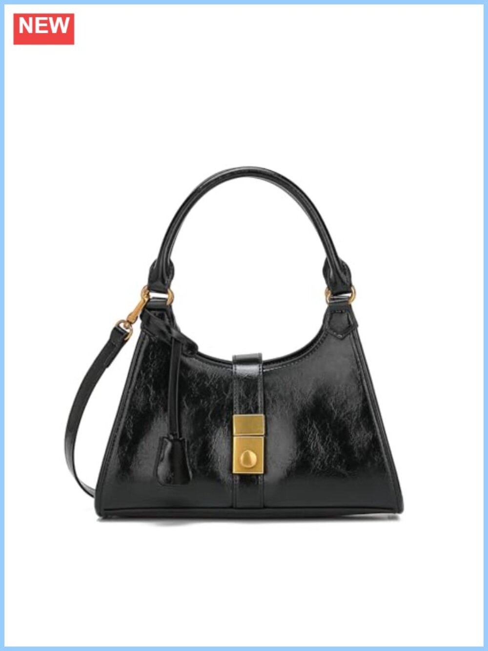 Vegan Leather Hobo Bag Push Lock Shoulder Crossbody Purse